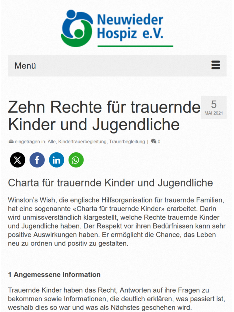 Screenshot einer Website mit Logo und Texten.
