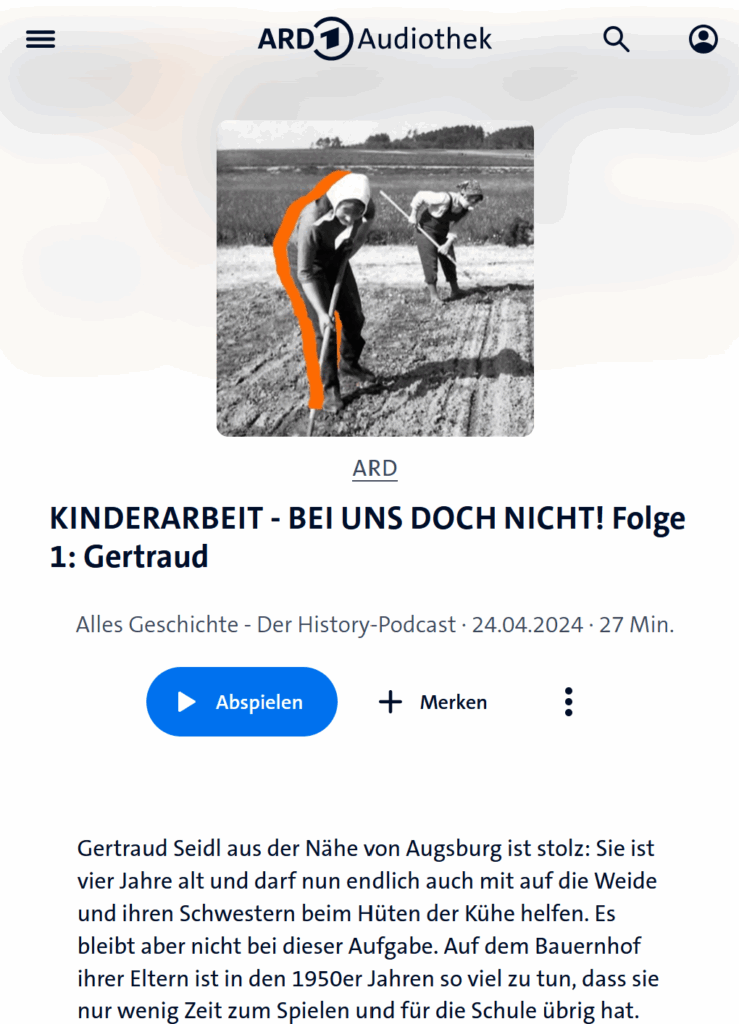 Auf dem Schwarz-Weiss-Foto arbeiten junge Menschen auf einem Feld.