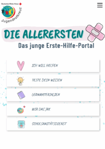 Eine Website für junge Menschen, die etwas über Erste Hilfe lernen wollen.