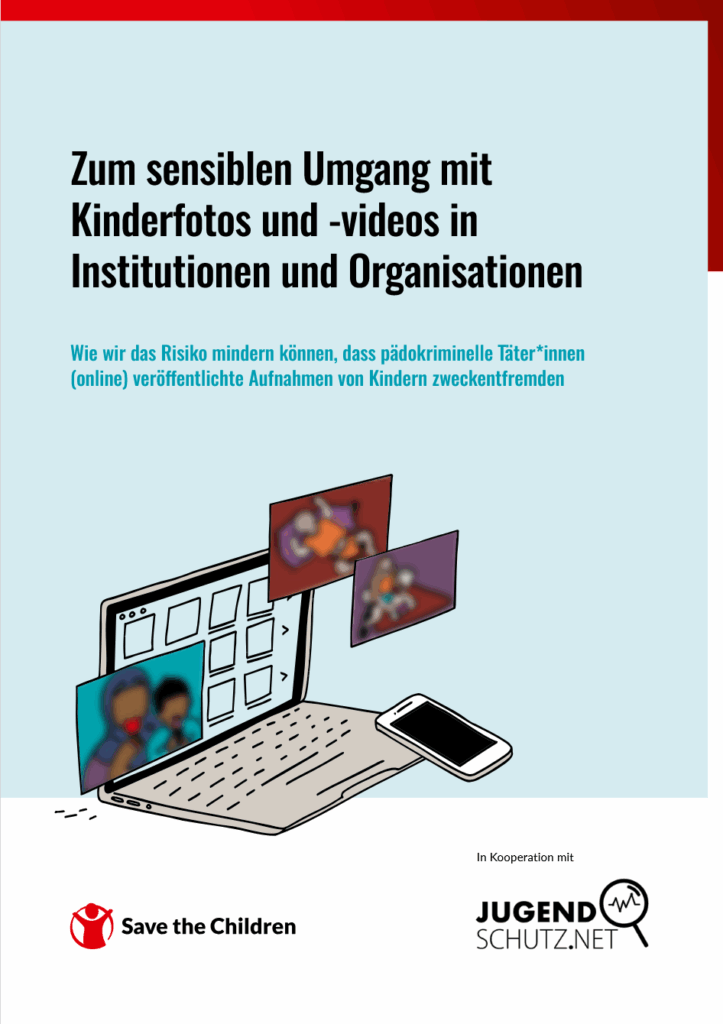 Ein Laptop mit Fotos von Kindern, die unscharf sind.