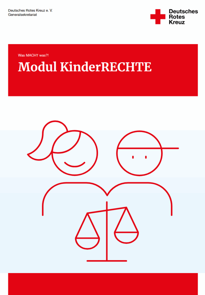 Zwei junge Menschen stehen hinter einer Waage, die ihre Rechte symbolisiert.