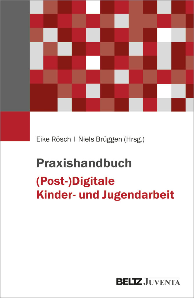 Buchcover mit roten und weißen Pixeln.