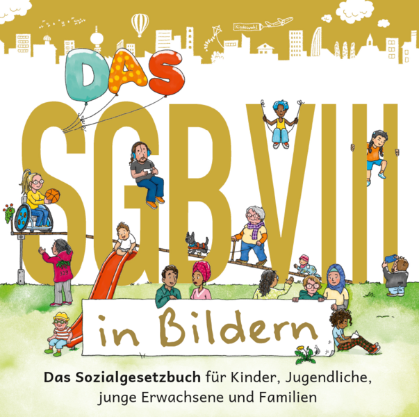 Junge Menschen und ihre Familien in Alltagssituationen beim Spielen und Reden.