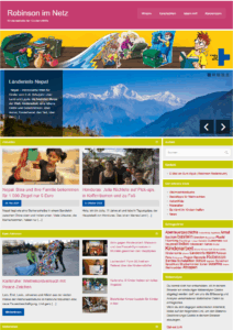 Eine Website für Kinder mit Fotos, Texten und Comics.