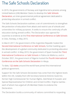 © Global Coalition to Protect Education from Attack screenshot of the declaration