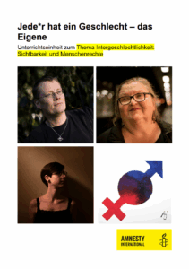 Unterschiedliche Menschen und Icon zum Thema Intergeschlechtlichkeit.