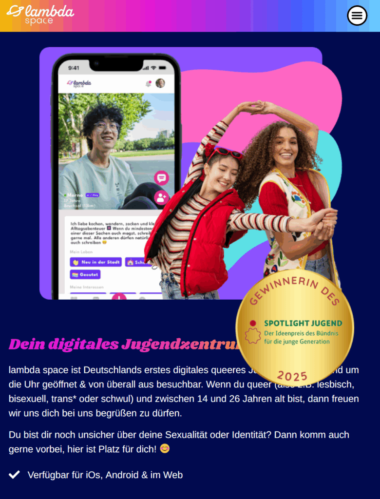 Junge menschen begegnen sich an einem sicheren Ort in der digitalen Welt.