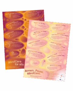 Vorder- und Rückseite des Posters mit Methoden für mentale Gesundheit in der Kulturellen Bildung.