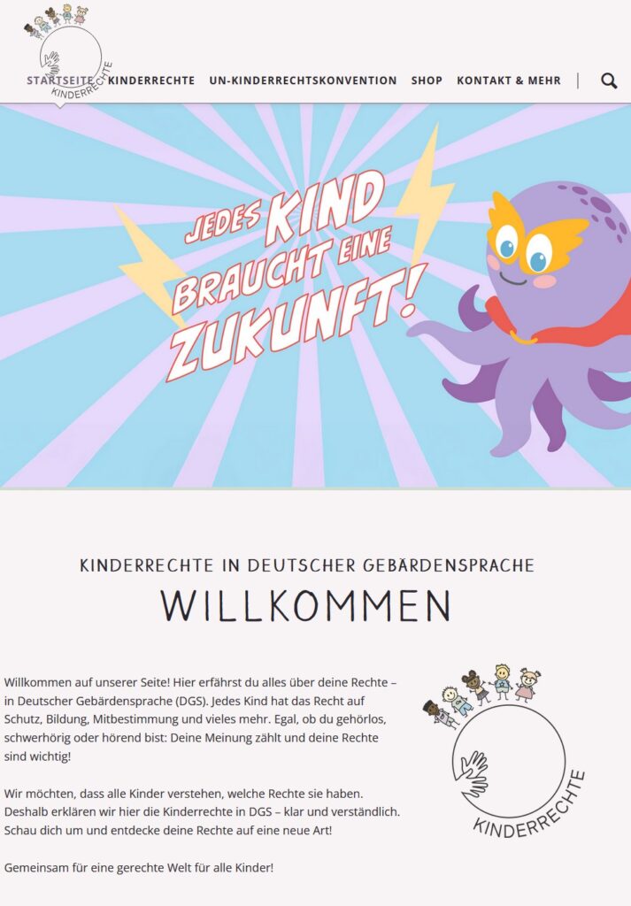 Screenshot der Website Kinderrechte-dgs.de