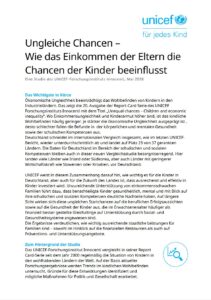 © Unicef Büro Berlin Screenshot der ersten Seite mit der Zusammenfassung der Unicef-Studie