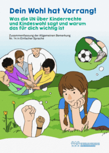 © National Coalition Deutschland – Netzwerk zur Umsetzung der UN-Kinderrechtskonvention e.V. Ein junger Mensch denkt auf einer Wiese über Situationen nach, in denen das Kindeswohl wichtig ist.