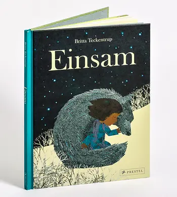 Ein Wolf beschützt ein Kind.