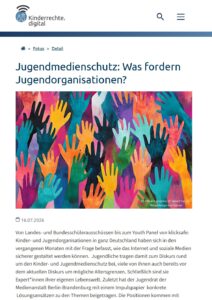 © Stiftung Digitale Chancen, Titelbild: NinjaDesign via Canva Screenshot des Artikels mit einem Bild von bunten erhobenen Händen.
