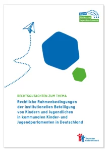© Deutsches Kinderhilfswerk e.V. Ein Papierflieger fliegt zu einem blauen und einem grünen Sechseck.