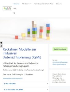 © Rochow-Museum und Akademie für bildungsgeschichtliche und zeitdiagnostische Forschung e. V. an der Universität Potsdam; Lizenz: CC-BY-NC Screenshot der Website mit bunten Bausteintürmen in unterschiedlichen Größen.