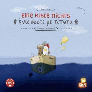 Huhn und Hase fahren in einer leeren Kiste über das Meer.