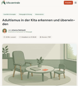 Screenshot der Website mit dem Fachartikel und einem Bild mit einem Beratungsraum.