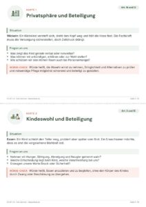 Kinderrechte-Karten für Teams mit Kinderrecht, Icon, Situationsbeschreibung, Fragen und Würde-Check.